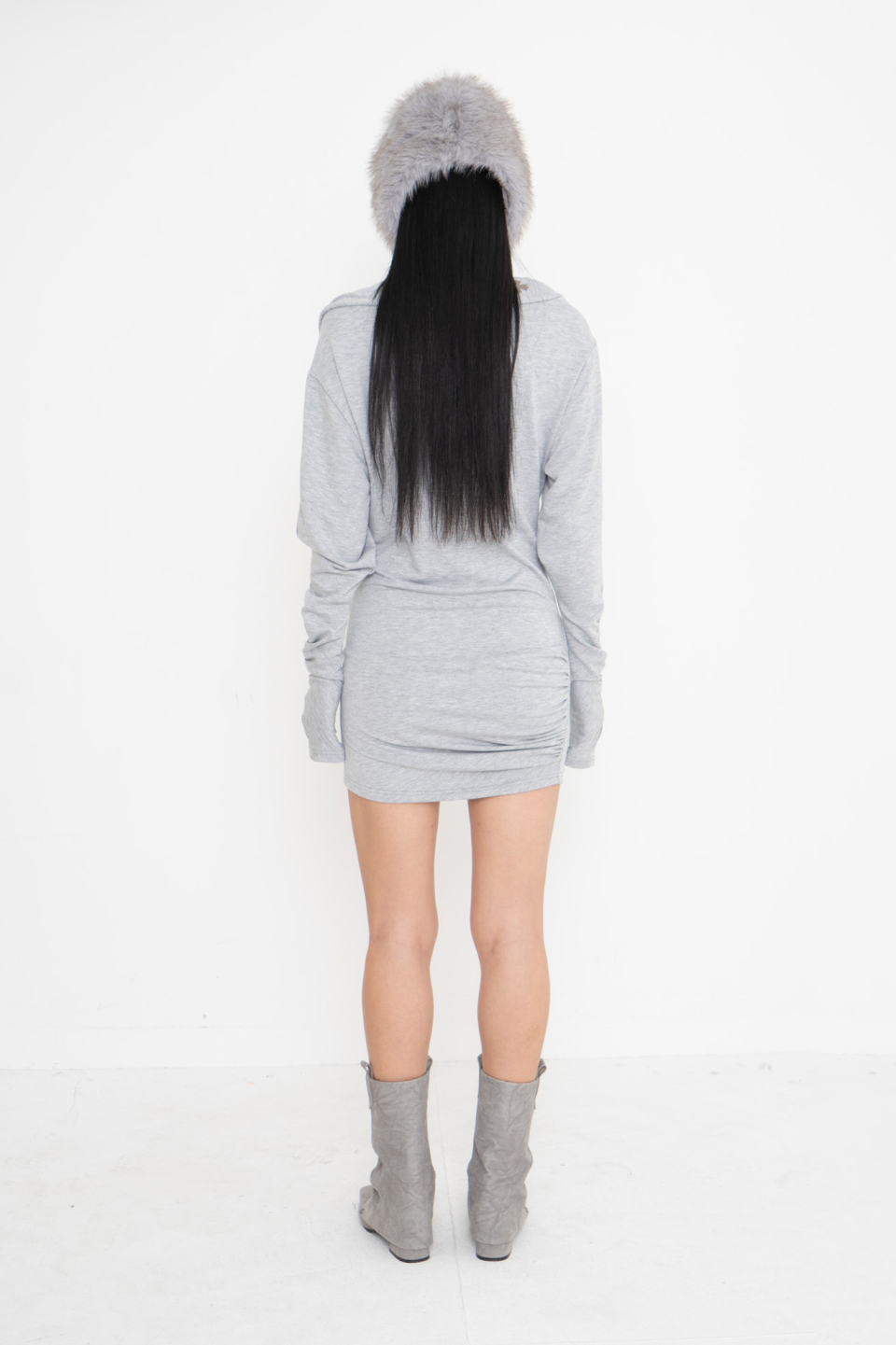 ◆2000Archives◆ KENDALL DRAPE DRESS MELANGE GREY 2A24HWDR01 MUSINSA | 2000ARCHIVES KENDALL DRAPE DRESS (MELANGE GREY)