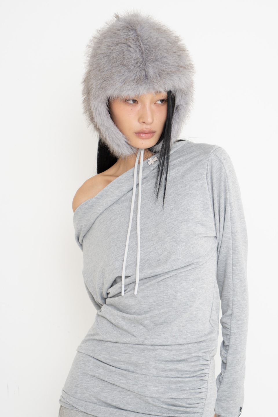 MUSINSA | 2000ARCHIVES KENDALL DRAPE DRESS (MELANGE GREY)
