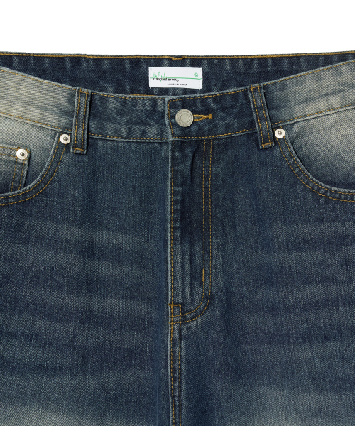 Широкие джинсы 87-STAN163 с винтажным эффектом потертости Vintage Blue