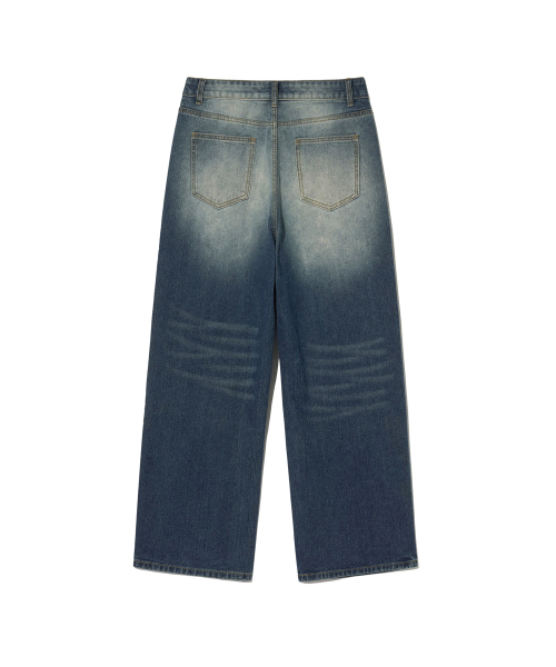 Широкие джинсы 87-STAN163 с винтажным эффектом потертости Vintage Blue