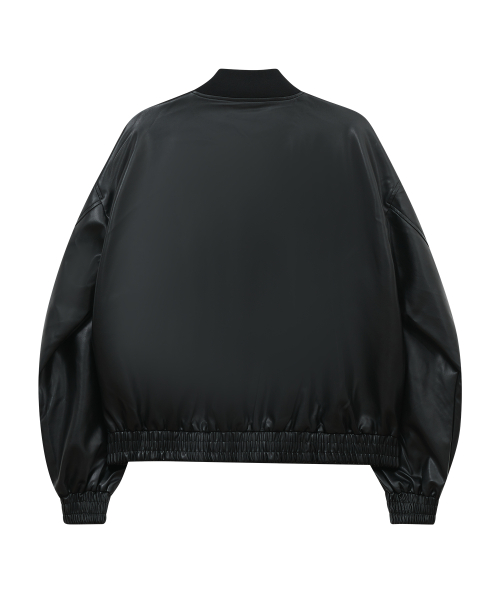 87-STAN060 минималистичная двустронняя кожаная куртка-блузон — Black