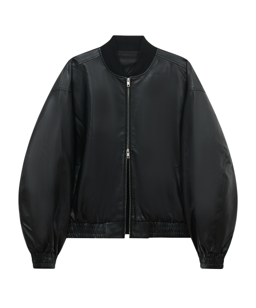 87-STAN060 минималистичная двустронняя кожаная куртка-блузон — Black
