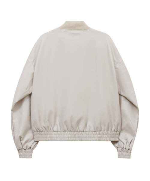 Кожаный двухсторонний минималистичный бомбер 87-STAN060 Ivory
