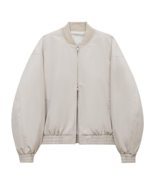 Кожаный двухсторонний минималистичный бомбер 87-STAN060 Ivory