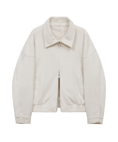 Замшевый бомбер 87-STAN061 с полосками, Ivory
