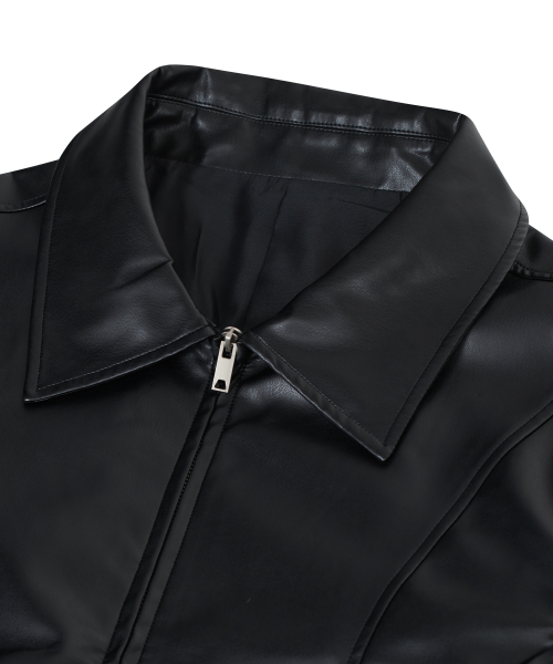 Кожаный куртка-бомбер 87-STAN062 Layer Line Black