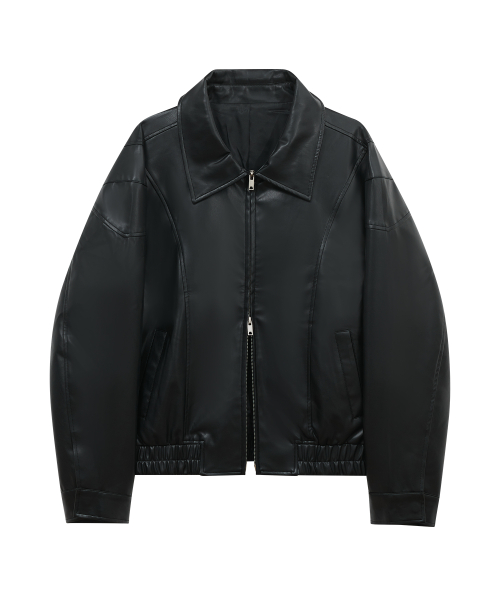 Кожаный куртка-бомбер 87-STAN062 Layer Line Black