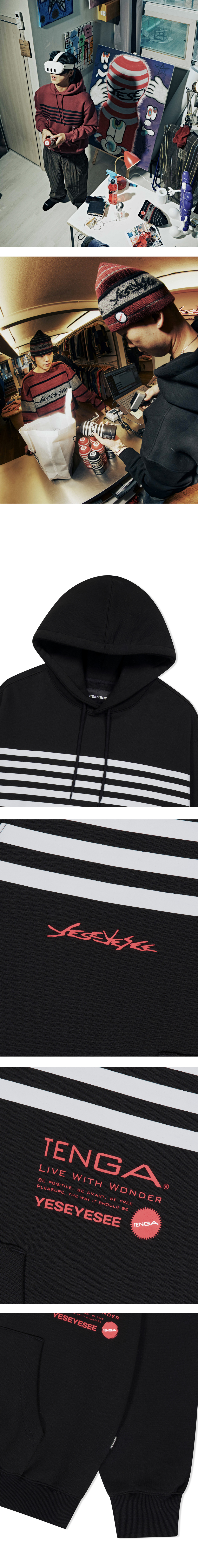 [YESEYESEE] Tenga x Y.E.S Stripe Hoodie ★フーディ MUSINSA | YESEYESEE Tenga x Y.E.S Stripe Hoodie Black
