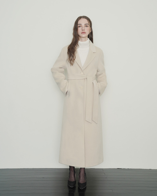 Пальто сингл стандарт из 30% кашемира - Ivory