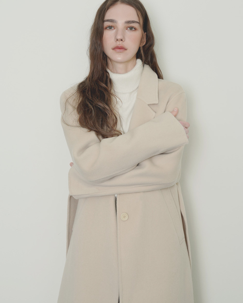 Пальто сингл стандарт из 30% кашемира - Ivory