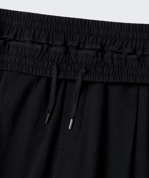 Свободные брюки на резинке из жатки [Black]
