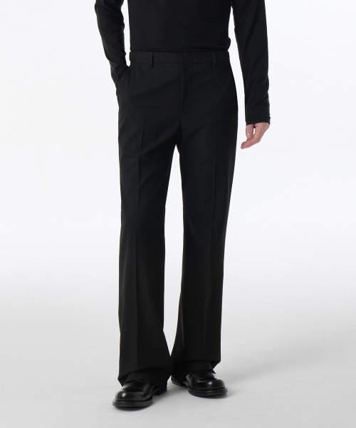 WHIPCORD FLARE HIDDEN BANDING SLACKS [BLACK]