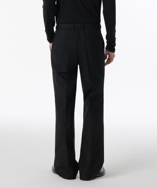 WHIPCORD FLARE HIDDEN BANDING SLACKS [BLACK]