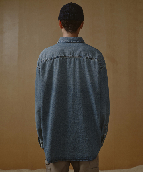 HEAVY WEIGHT OVERSIZED DENIM SHIRT [LIGHT INDIGO]
