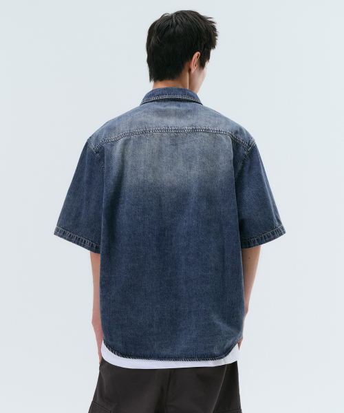 Свободная джинсовая футболка Big Brush [Medium Indigo]