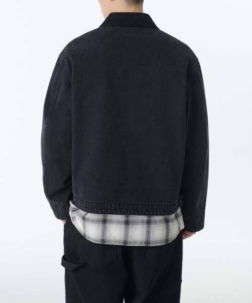 Джинсовая рабочая куртка на молнии (Washed Black)