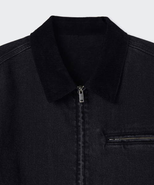 Джинсовая рабочая куртка на молнии (Washed Black)