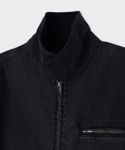Джинсовая рабочая куртка на молнии (Washed Black)