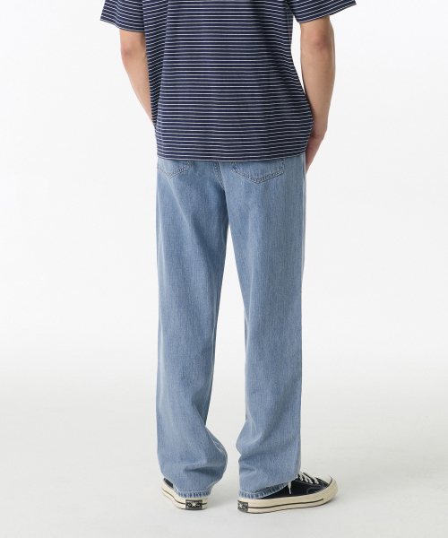 Джинсы regular fit под лен [Light Indigo]