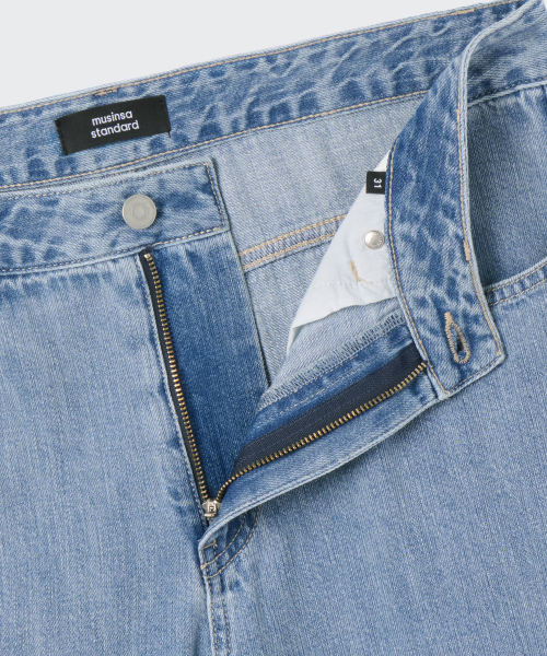 Джинсы regular fit под лен [Light Indigo]