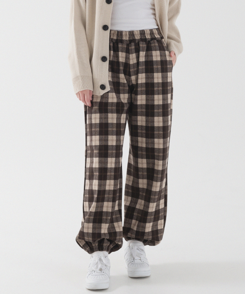 Широкие джоггеры в тартан (Dark Brown)