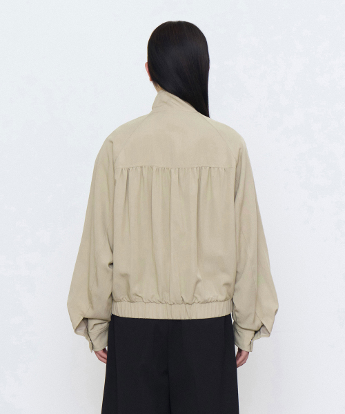 Женская RN куртка-блузон со сборкой и высоким воротником — Light Beige