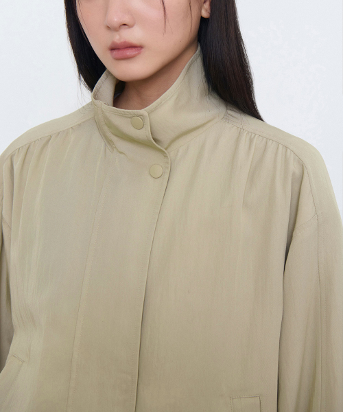 Женская RN куртка-блузон со сборкой и высоким воротником — Light Beige
