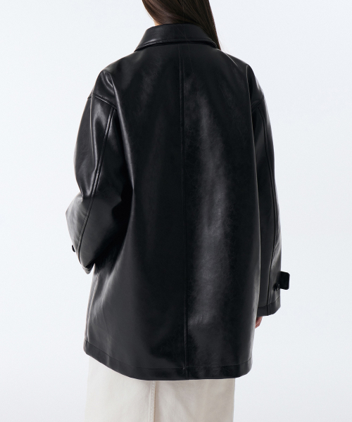 Женское полупальто из экокожи (Black)