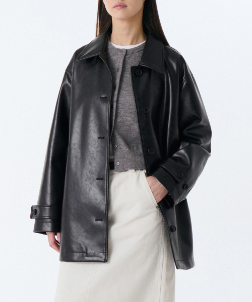 Женское полупальто из экокожи (Black)