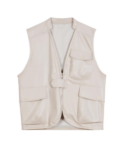 Кожаный жилет 87-STAN145 Heavy Pocket Ivory