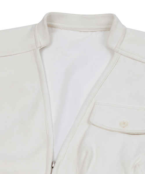 Жилет из замши с карманом 87-STAN146 Ivory