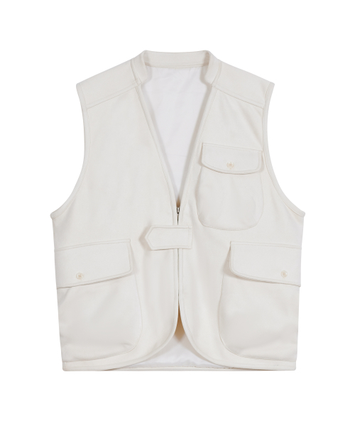 Жилет из замши с карманом 87-STAN146 Ivory
