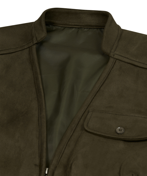 Замшевый жилет с карманом 87-STAN146 Khaki