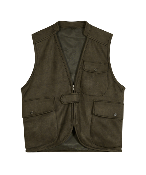 Замшевый жилет с карманом 87-STAN146 Khaki