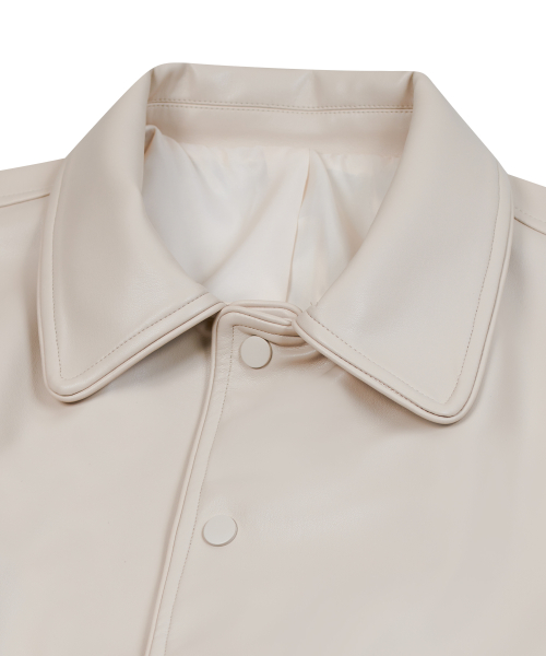 Кожаный бомбер 87-STAN151 Bold Stitch Varsity Ivory