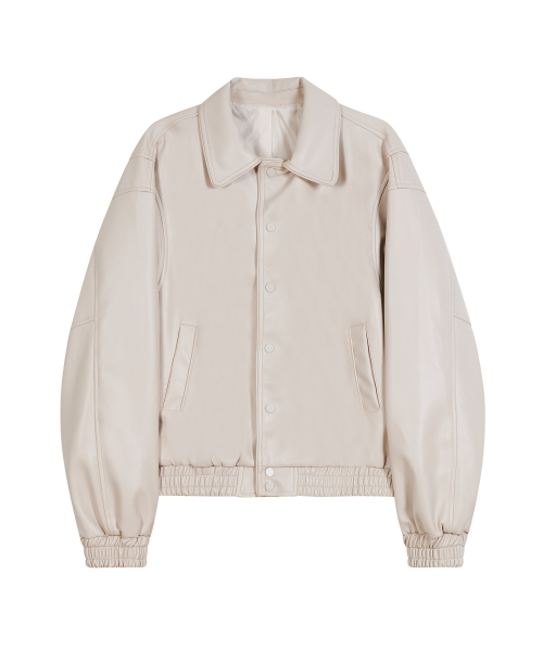 Кожаный бомбер 87-STAN151 Bold Stitch Varsity Ivory