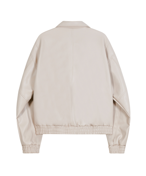 Кожаный бомбер 87-STAN151 Bold Stitch Varsity Ivory