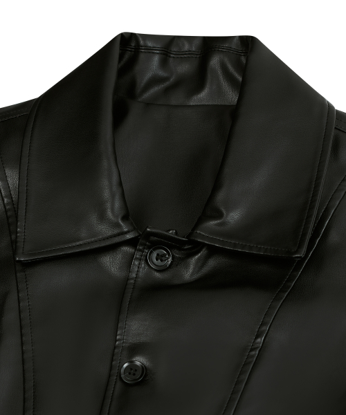 Кожаная куртка 87-STAN153 с Y-строчкой Black