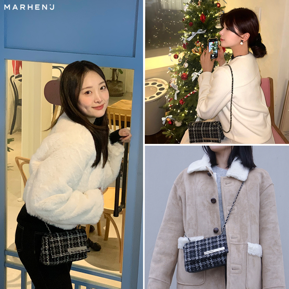 JETAIME TWEED CHAIN MINI CROSSBODY BAG