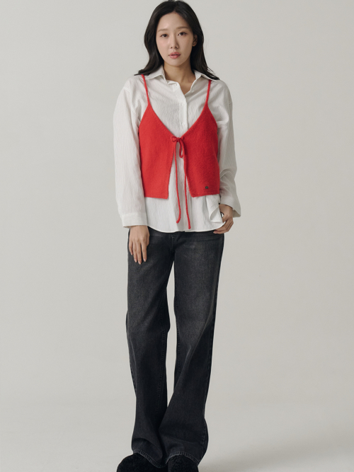 String Layered Knit Vest_Red