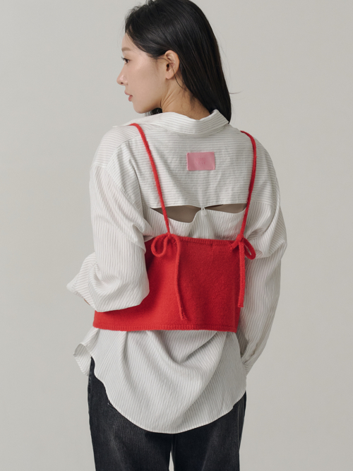 String Layered Knit Vest_Red