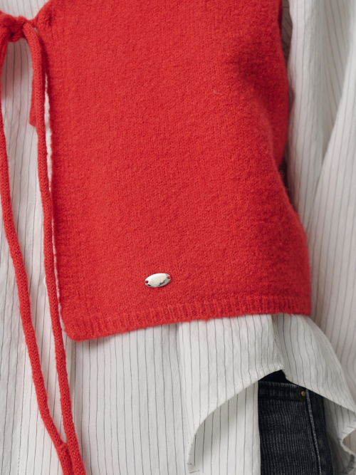 String Layered Knit Vest_Red