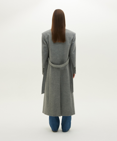 Open-type minimal wool coat