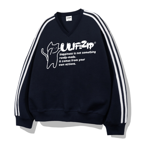 Оверсайз свитшот Jump Cat Track V-neck, 3 цвета [ULZV_0008]