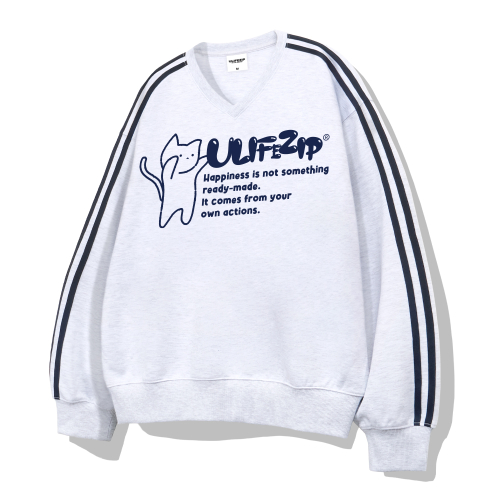 Оверсайз свитшот Jump Cat Track V-neck, 3 цвета [ULZV_0008]