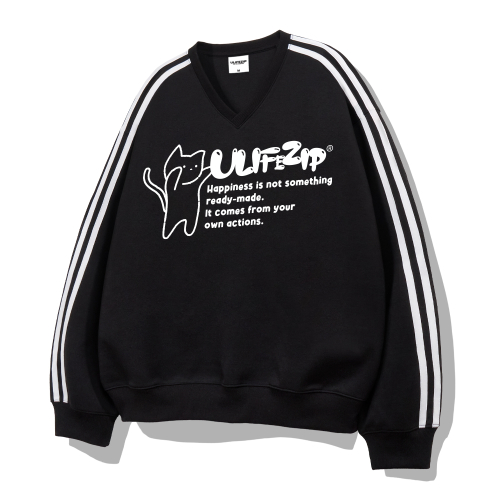 Оверсайз свитшот Jump Cat Track V-neck, 3 цвета [ULZV_0008]