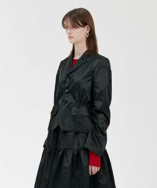 Twisted Sleeve Blazer_Black