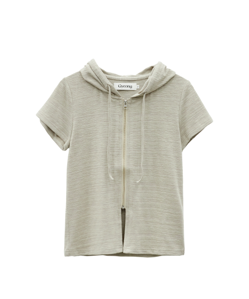 Slim Short Sleeve Hoodie_Sand Beige