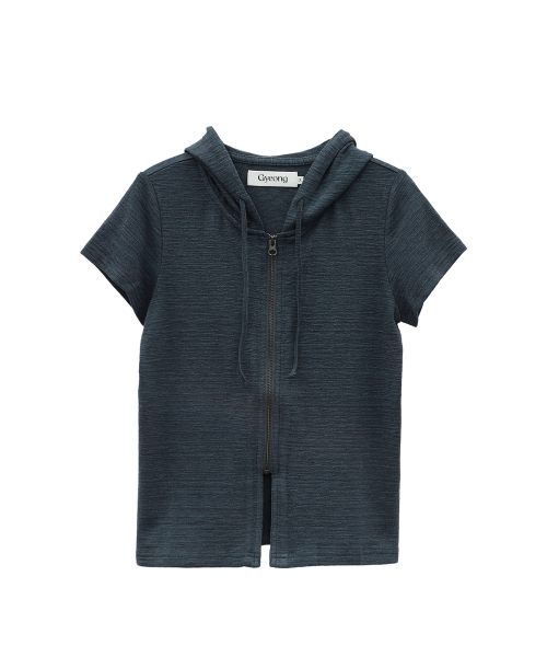 Slim Short Sleeve Hoodie_Charcoal