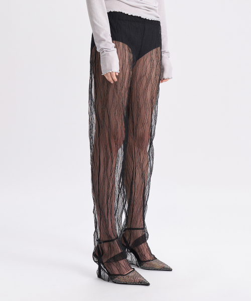 Tulle Slim Pants_Black